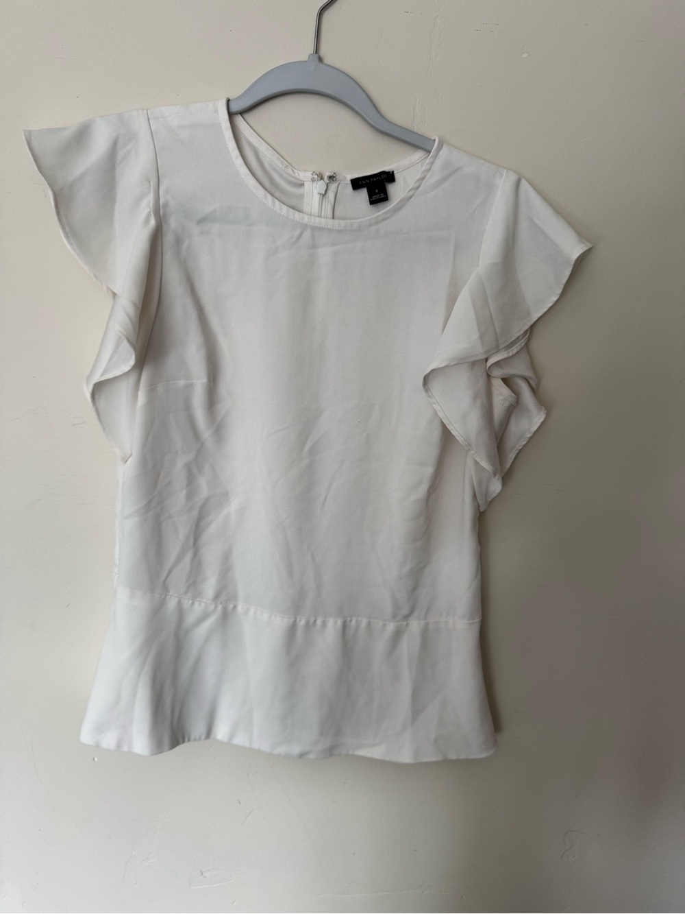 Ann Taylor White Ruffle Sleeve Women’s Top
